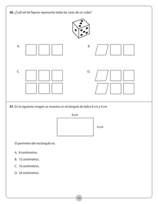 Prueba de Diagnóstico Matemática CUARTO AÑO BÁSICO 2013