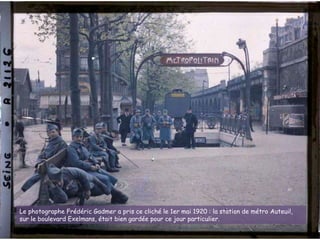 Le photographe Frédéric Gadmer a pris ce cliché le 1er mai 1920 : la station de métro Auteuil,
sur le boulevard Exelmans, ...