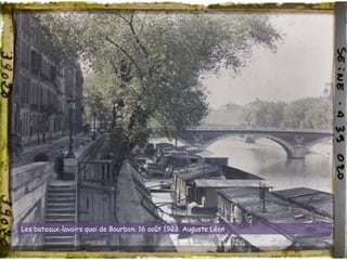 Les bateaux-lavoirs quai de Bourbon. 16 août 1923. Auguste Léon
 