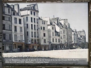 La rue Beaubourg, avec sur la gauche la rue de Venise et la rue des Etuves-Saint-Martin.
(IVe arr.) 29 juin 1914. Opérateur : Stéphane Passet
 