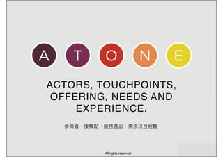 參與者、接觸點、服務產品、需求以及經驗
All rights reserved
 