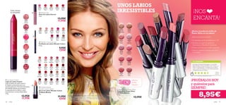 20258
FrostedChampagne
20266RaspberrySorbet
20267PinkElixir
20259GoldTouch
20268TrendyBerry
20263PinkPunch
20269RedOvation
20264PinkHypnotic
20270SexyPlum
20265CloverHaze
26569
Vibrant
Almond
26570
Pink
Impact
26571
Striking
Rose
26572
Electric
Red
26573
Deep
Berry
26574
Intense
Cherry
24038
Real
Red
24033
Nude
Beige
24034
Nude
Pink
24035
Perfect
Pink
24036
Vibrant
Pink
24037
Hot
Coral
24039
Dark
Plum
24040
Cream
Chestnut
22527
Pink
Passion
22528
Pink
Mayﬂower
22529
Cranberry
Blush
22526
Blossom
Petal
22534
Warm
Peach
22536
Coral
Wave
22532
Pink
Lady
22537
Red
Copper
22530
Clover
Haze
22540
Red
Devotion
22541
Daring
Red
22542
Irresistible
Red
22538
Garnet
Attraction
22545
Beige
Wonder
22546
Summer
Tan
22549
Maiden
Fawn
22543
Total
Nude
22550
Chestnut
Glory
22552
Violet
Fairy
22553
Purple
Haze
22546
Summer
23831
Eternal
Pink
23832
Supreme
Pink
23833
Absolute
Coral
23834
Timeless
Red
23835
Divine
Berry




20258
Frosted
Champagne
20266
Raspberry
Sorbet
20267
Pink
Elixir
20259
Gold
Touch
20268
Trendy
Berry
20263
Pink
Punch
20269
Red
Ovation
20264
Pink
Hypnotic
20270
Sexy
Plum
20265
Clover
Haze
color 3736 color
¡NOS
ENCANTA!
efecto
brillo
espejo
¡PRUÉBALOS HOY
y quiérelos para
SIEMPRE!
Color intenso
en una pasada
Oriﬂame Beauty Power Shine
Color Stick Power Shine
Oriﬂame Beauty
1.6 g.
12,95€ 8,95€
UNOS LABIOS
IRRESISTIBLES
¡Siente el poderoso brillo de
Power Shine en tus labios!
¿Sabes por qué nos encanta?
• Sus fabulosas partículas brillantes en 3D
• Fórmula con aceite de semilla de
Escaramujo yVitamina E hidratantes
•Textura cremosa para una fácil aplicación
• ¡Exterior metálico resistente para llevar
en el bolso!
*1175 valoraciones alrededor del mundo*1175 valoraciones alrededor del mundo
TU OPINIÓN*
¡Yo tengo el Frosted Champagne y es increible!
Deja los labios nutridos durante unas 2 horas y su
brillo es impresionante.A medida que vas dando
capas va intensiﬁcándose el color. Deﬁnitivamente,
mi labial favorito de Oriﬂame.
Marta,
España
La modelo lleva: Maquillaje Control Matte Oriﬂame Beauty
12810 Natural Ivory, Polvos Compactos Control Matte Oriﬂame
Beauty 12807 Light/Medium, Color Stick Power Shine Oriﬂame
Beauty 20263 Pink Punch.
 Oriﬂame Beauty
Wonder Colour Lipstick
Barra de Labios Wonder Colour
Oriﬂame Beauty
4 g.
11,95€
9,95€
 Wonder Colour Lip Liner
Perﬁlador de Labios Wonder Colour
0.3 g.
9,95€
7,95€
 Eternal Gloss
Gloss de Labios Eternal
5 ml.
13,95€
11,95€
 Lip Impact Crayon
Lápiz de Labios Impact
Lápiz de labios de suave textura.
Se desliza suavemente para una
sencilla aplicación. Fórmula hidratante
de acabado sedoso que previene
la sequedad de los labios y cubre
intensamente. 6 tonos disponibles.
3.9 g.
13,95€
11,95€
 