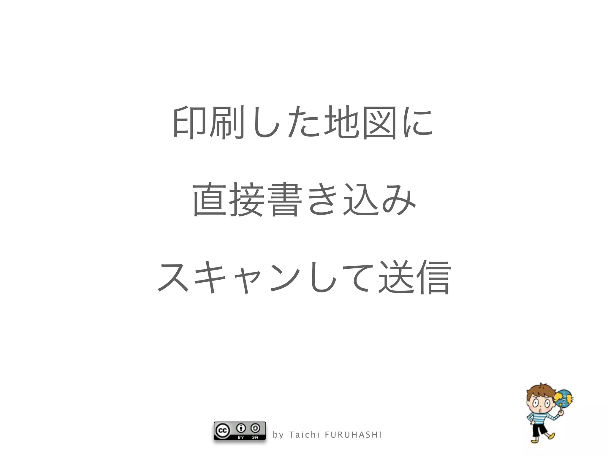 b y T a i c h i F U R U H A S H I
印刷した地図に
直接書き込み
スキャンして送信
 