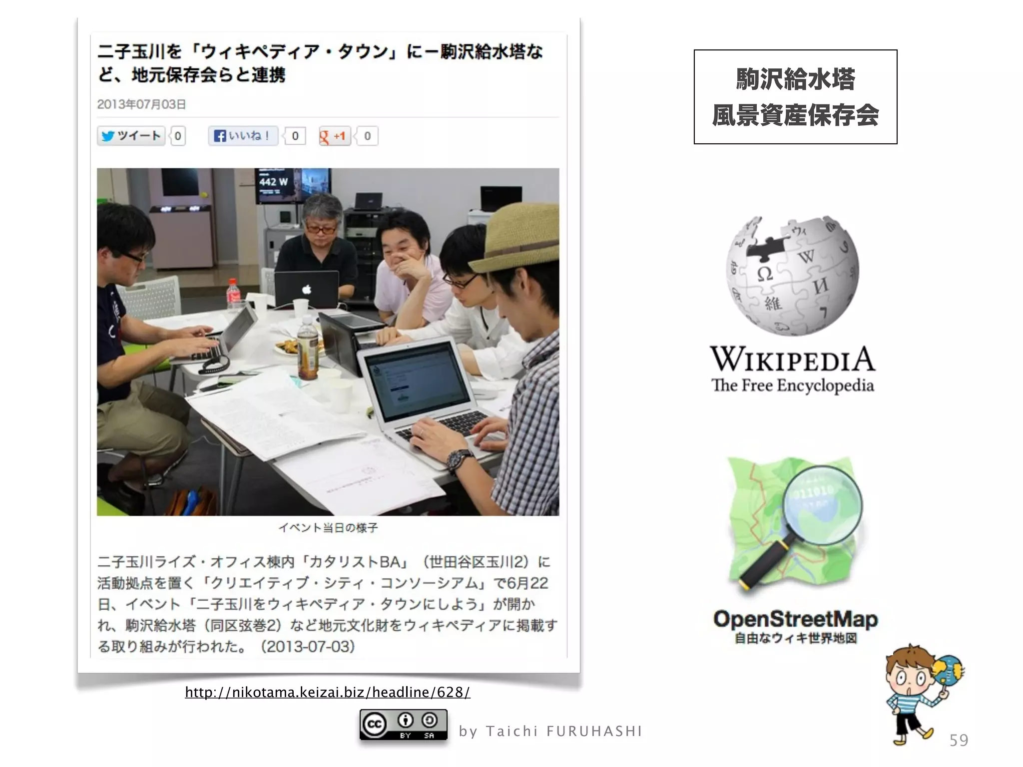 b y T a i c h i F U R U H A S H I
59
http://nikotama.keizai.biz/headline/628/
駒沢給水塔
風景資産保存会
 