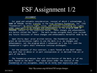 2013/08/03 22
FSF Assignment 1/2
http://ftp.xemacs.org/old-beta/FSF/assign.changes
 