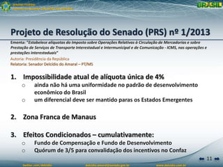 11
SENADO FEDERAL
Gabinete do Senador DELCÍDIO DO AMARAL
twitter.com/delcidio delcidio.amaral@senado.gov.br www.delcidio.c...
