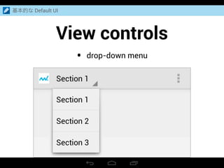 View controls
基本的な Default UI
• drop-down menu
 