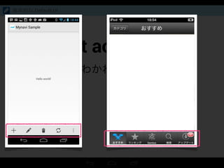 Split action bar
上下にわかれた Action bar
基本的な Default UI
 