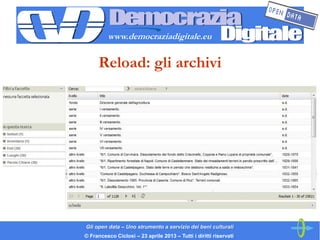 www.democraziadigitale.eu


      Reload: gli archivi




Gli open data – Uno strumento a servizio dei beni culturali
© Fr...