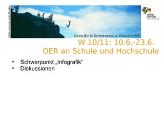 A.Guettl-Strahlhofer/Junil 2013 17
Flickr.com/ccbyJustinOrnellas
W 10/11: 10.6.-23.6.
OER an Schule und Hochschule
• Schwerpunkt „Infografik“
• Diskussionen
 