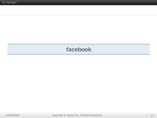 conﬁdential Copyright  ©  nanapi  Inc.  All  Rights  Reserved. 20
facebook
 
