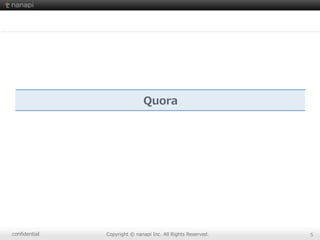 conﬁdential Copyright  ©  nanapi  Inc.  All  Rights  Reserved. 5
Quora
 