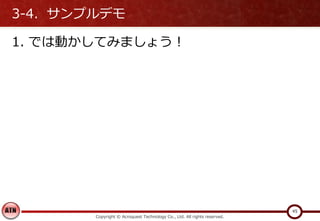 3-4．サンプルデモ
1. では動かしてみましょう！
Copyright © Acroquest Technology Co., Ltd. All rights reserved.
45
 