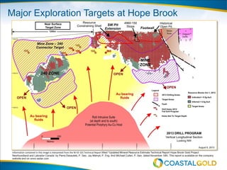 Major Exploration Targets at Hope Brook
10
Information contained in this image is interpreted from the NI 43-101 Technical Report
 