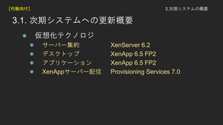 3.1. ڥƥؤθ¸Ҫ
? 뻯ƥΥ
? `Щ`s XenServer 6.2
? ǥȥå XenApp 6.5 FP2
? ץꥱ` XenApp 6.5 FP2
? XenApp`Щ` Provisioning Services 7.0
3.ڥƥθҪ򤱣
 