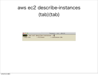 aws ec2 describe-instances
(tab)(tab)
13年9月4日水曜日
 
