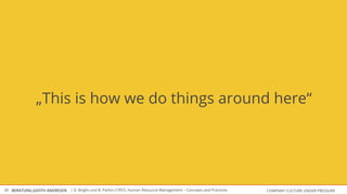 COMPANY CULTURE UNDER PRESSUREBERATUNG JUDITH ANDRESEN30
„This is how we do things around here“
| D. Bright und B. Parkin (1997), Human Resource Management – Concepts and Practices
 