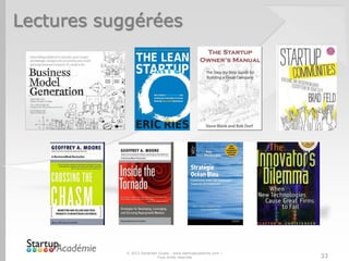 Lectures suggérées
© 2013 Davender Gupta - www.startupacademie.com –
Tous droits réservés 33
 