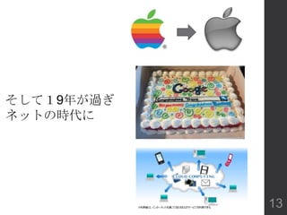 そして１9年が過ぎ
ネットの時代に
13
 