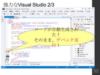コードが自動生成され
た！
そのまま、デバック実
行！
強力なVisual Studio 2/3
52
 