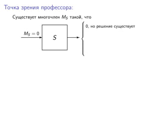 Точка зрения профессора:
Существует многочлен MS такой, что
S-
MS = 0
-
0, но решение существует



 