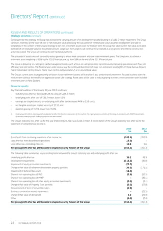 FKP ANNUAL REPORT 201322
Directors’ Report continued
REVIEW AND RESULTS OF OPERATIONS continued
Strategic direction contin...
