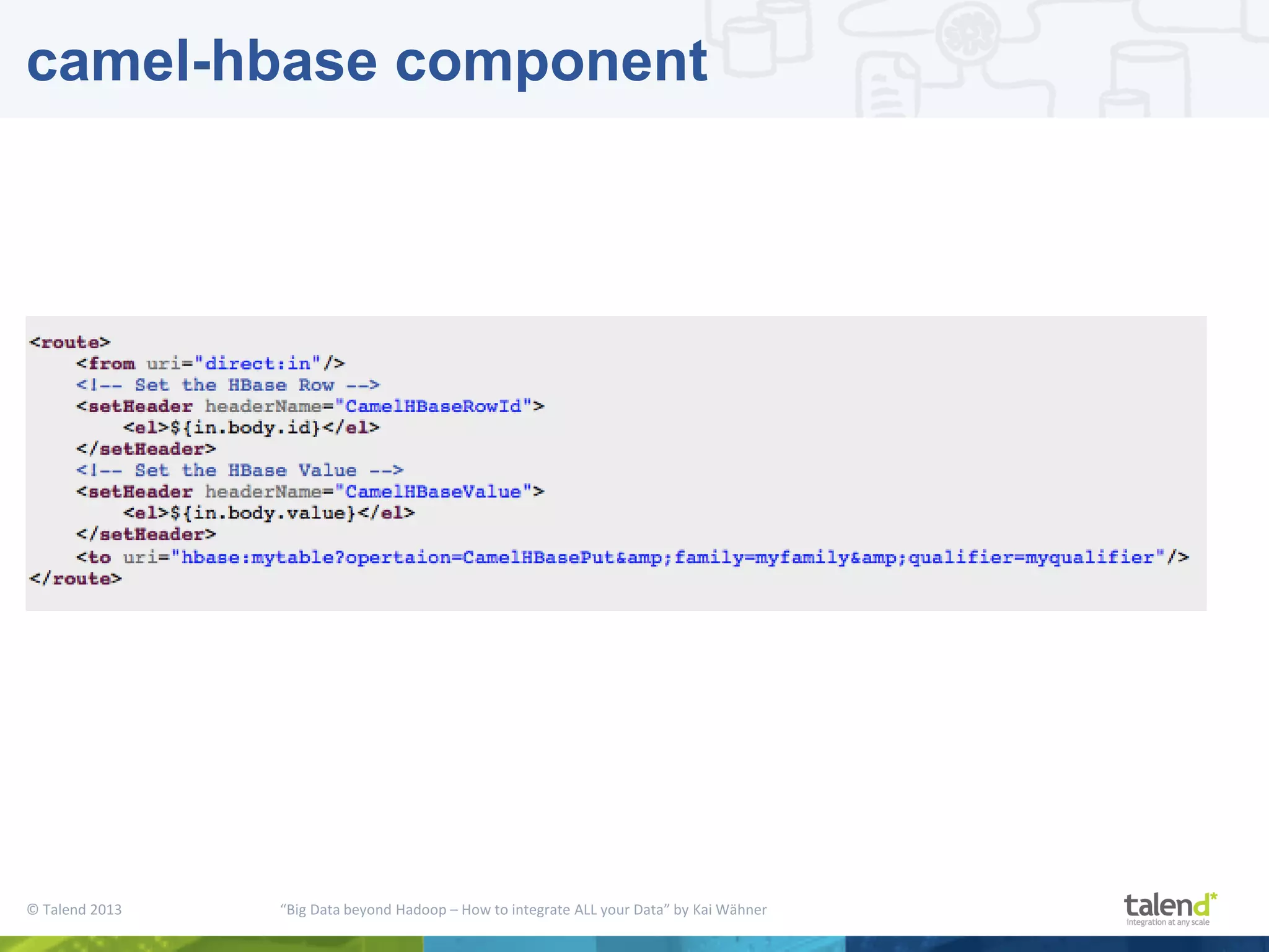 © Talend 2013 “Big Data beyond Hadoop – How to integrate ALL your Data” by Kai Wähner camel-hbase component 