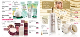 
 








106 aseo personal aseo personal 107
 Milk & Honey Gold
Night Cream
Crema de Noche
Milk & Honey Gold
50 ml.
24732 18,00€
12,95€
 Milk & Honey Gold
Cleansing Milk
Limpiadora Nutritiva
Milk & Honey Gold
200 ml.
24733 12,95€
8,95€
 Milk & Honey Gold Eye Cream
Contorno de Ojos
Milk & Honey Gold
15 ml.
25134 15,00€
9,95€
 Milk & Honey Gold
Creamy Soap Bar
Jabón Cremoso en Barra
Milk & Honey Gold
75 g.
15571 3,50€
2,50€
Milk & Honey Gold
Softening Hand Lotion
Loción Ultra-Hidratante Manos
Milk & Honey Gold
150 ml.
15983 8,95€
Miel
con vitaminas
y minerales
que revitalizan
la piel.
Leche
rica en nutrientes,
hidrata en
profundidad la
piel seca.
EXISTENCIAS LIMITADAS
Todas las
edades
Pieles extra-secas
 Swedish Spa Dual Action Face Cream
Crema Facial Acción Dual
Swedish Spa
50 ml.
23735 18,00€
14,95€
 Swedish Spa Smoothing Face Scrub
Exfoliante Facial Alisante
Swedish Spa
75 ml.
20371 11,95€
9,95€
 Swedish Spa Rebalancing Face Serum
Serum Facial Equilibrante
Swedish Spa
40 ml.
20373 18,00€
14,95€
 Swedish Spa Purifying Face Mask
Mascarilla Facial Puriﬁcante
Swedish Spa
50 ml.
20372 11,95€
9,95€
 Wonderful Body Cream
Crema Corporal Wonderful
200 ml.
25499 9,95€
7,95€
 Wonderful Soap Set
Jabones en Barra Wonderful
50 g.
25497 3,95€
2,95€
 Wonderful Shower Cream
Crema de Ducha Wonderful
200 ml.
25498 7,95€
5,95€
Protege la piel
durante el día
y la restaura
de noche
Suave exfoliante
facial que exfolia
suavemente
y refresca
Mascarilla Facial
que puriﬁca
y detoxiﬁca
Puriﬁca
y libera de
toxinas
¡Limpia,
hidrata
y nutre!
¡Milk & Honey te ofrece
una amplia gama de
cosméticos faciales
y corporales que te
cudian día y noche!
Serum Facial
Equilibrante para
una piel hidratada
y radiante
¡Todo un capricho!
Jazmín,
Mandarina
y Ámbar
Crema corporal
nutritiva intensiva
Set de dos
jabones
Crema de
ducha sin
agentes
jabonosos
Limpiadora
Nutritiva
Limpia y nutre
la piel
Hidratación
intensiva
Contorno
de Ojos
Hidrata mientras
duermes
Crema de Noche
¡Última Oportunidad!
Te encantarán
porque...
 