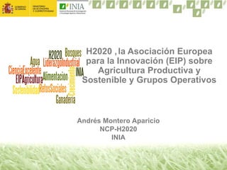 Andrés Montero Aparicio
NCP-H2020
INIA
H2020 ,la Asociación Europea
para la Innovación (EIP) sobre
Agricultura Productiva y
Sostenible y Grupos Operativos
 
