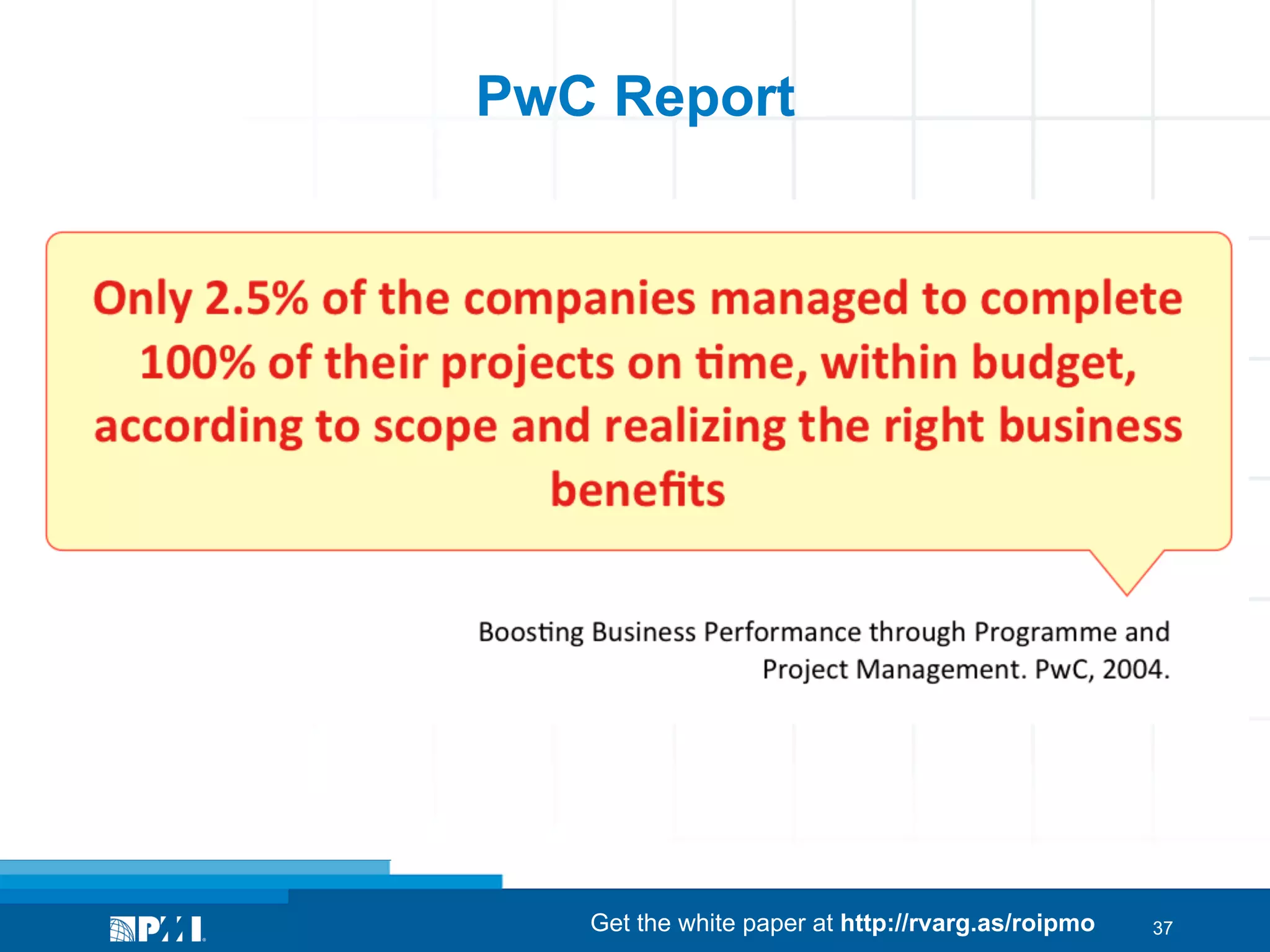 PwC Report

Get the white paper at http://rvarg.as/roipmo

37

 