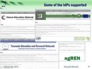 Some of the IdPs supported
21
VAMP Workshop 2013 – Helsinki, 30/9-1/10/2013October 8th, 2013 Riccardo Rotondo
 