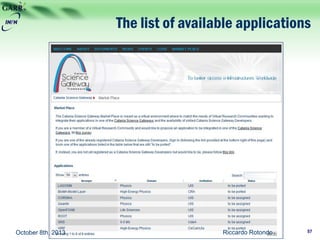 The list of available applications
October 8th, 2013 Riccardo Rotondo 57
 