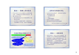 案例一：醫護人員的意見
• Ｗ女士對於安寧共照團隊之訪視多回應
冷漠。在腫瘤科病房醫護討論會中，醫
護人員達成共識：
– 預計採取漸進方式予家屬及W女士推
廣安寧共照，
– 或待W女士意識不清時，再與其家人
討論DNR之可行性，使其可尊嚴離世

介紹安寧緩和醫療的方法
Curative treatment

palliation

原治癌團隊：你過了這條線了
病人：震驚！！
我們請安寧共照來看你！
怎麼可能！
安寧團隊：沒錯！你在這一邊了
我們會給你最好的照顧
安寧：她還在否認期
等意識不清時再與家人討論

Death

病人：不要不要，
我要待在這邊！

原團隊：病人不容易接受
以後等意識不清再會診

安寧共同照護的角色
• 在原來住院的環境中，提供緩和療護的
專業建議與支持
• 給原團隊成員
• 病人
• 家屬/照顧者;
• 提供正式與非正式的教育
• 連結醫院內及院外的其他服務
EAPC atlas of palliative care in Europe 2007

案例一：試煉登場
• 第49天晚間，W女士突然呼吸暫停，夜
班護理人員立即聯繫值班醫師準備急救
• 夜班護理人員基於長期照顧此病人，不
捨因未及討論DNR即予急救，故在扣壓
復甦球同時，一方面與家屬會談，
• 但值班醫師（原屬胸腔科醫師）至現場
表示：既然沒簽DNR即應立即給予急救
才是優先處置…

8

 