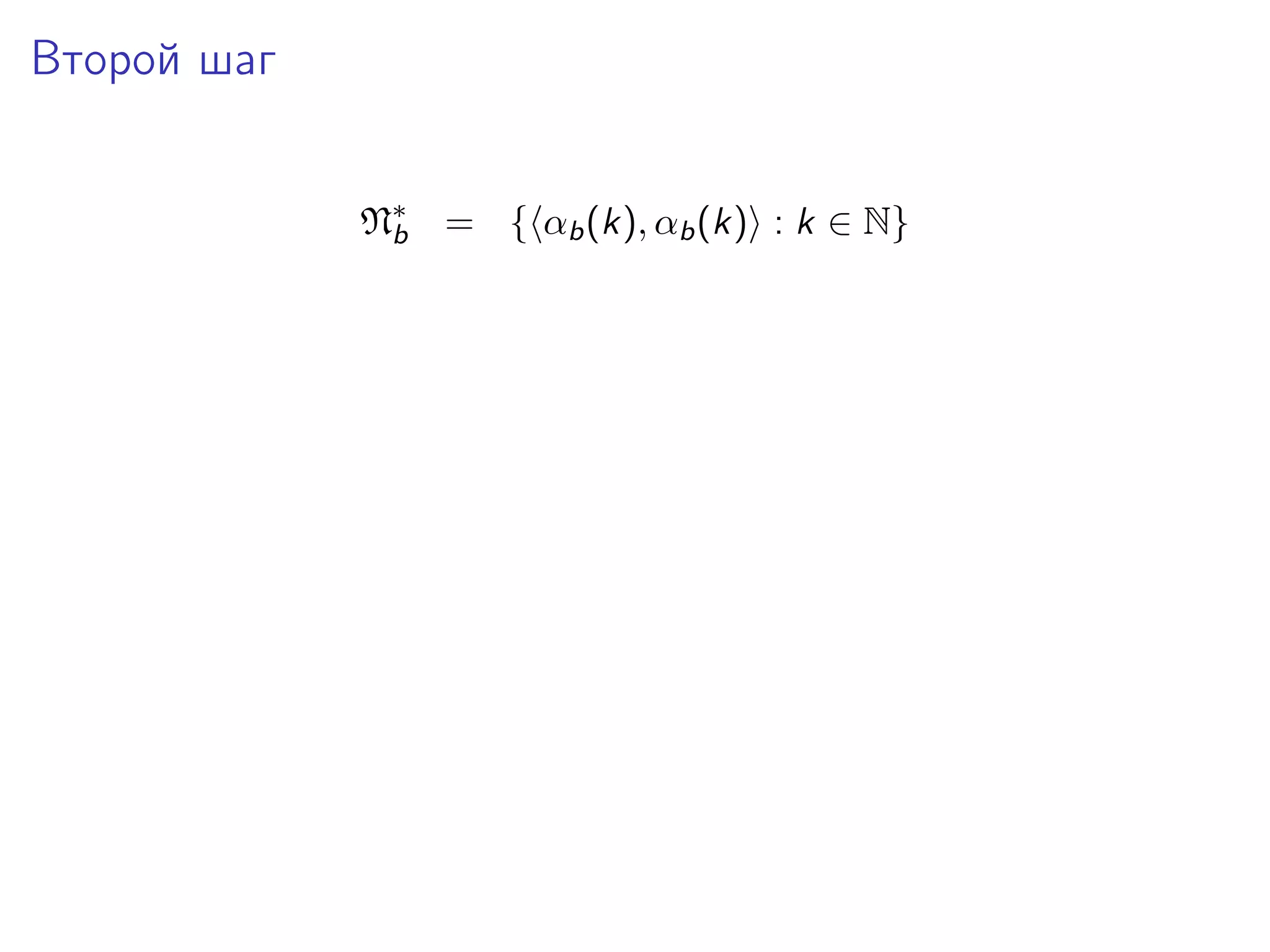 Второй шаг
N∗ = { αb (k), αb (k) : k ∈ N}
b

 