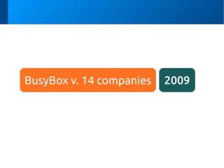 BusyBox v. 14 companies

2009

 