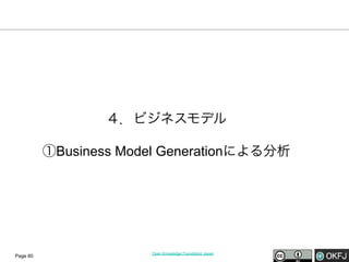 ４．ビジネスモデル
①Business Model Generationによる分析

Page 60

Open Knowledge Foundation Japan

 