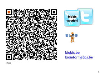 biobix
wvcrieki

biobix.be
bioinformatics.be

3

 