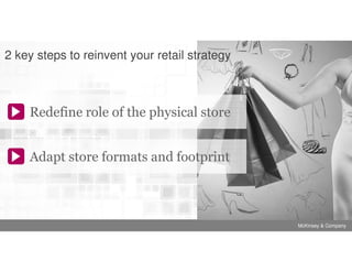 2 key steps to reinvent your retail strategy

Redefine role of the physical store
Adapt store formats and footprint

McKin...