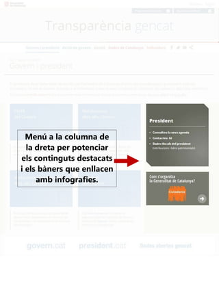 Menú a la columna de
la dreta per potenciar
els continguts destacats
i els bàners que enllacen
amb infografies.

 
