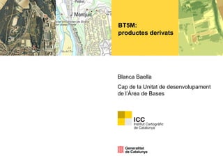 BT5M:
productes derivats

Blanca Baella
Cap de la Unitat de desenvolupament
de l’Àrea de Bases

 