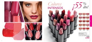 21141SilverPink
21142NudePink
21143DesertRose
21144ShellPink
21145WarmFuchsia
21149VintageRose
21150RichRed
21152SoftCherry
21153RadiantRed
21155VintageNude
21156SoftCaramel
26268SheerRose
26269SoftCoral
26270BlushPink
26271BrightRed
21141
Silver Pink
21142
Nude Pink
21143
Desert Rose
21144
Shell Pink
21145
Warm Fuchsia
21149
Vintage Rose
21150
Rich Red
21152
Soft Cherry
21153
Radiant Red
21155
Vintage Nude
21156
Soft Caramel
26268
Sheer Rose
26269
Soft Coral
26270
Blush Pink
26271
Bright Red
color
3130
Oriﬂame Pure Colour Lipstick
Barra de Labios Pure Colour
Oriﬂame Beauty
Barra de labios hidratante, suave
y cremosa. Tonos actualizados y un color
para cada ocasión. ¡Pruébalos todos! 4 g.
8,95€
3,95€
La modelo lleva:
Barra de Labios Pure Colour Oriﬂame Beauty
21150 Rich Red.
Colores
INTENSOS ¡55%
dto!
 