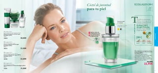




cuidadofacial
5150
Suaviza la piel
al instante
Úsalo bajo tu crema
de día y de noche
Aplicar antes de
la hidratante para
una piel luminosa
y rejuvenecida.
 Ecollagen [3D+] Energising Cocktail
Cóctel Energizante Rejuvenecedor
Ecollagen [3D+]
Cóctel antiarrugas de acción
rejuvenecedora.Con alto concentrado
de Complejo Tri-Péptido y Ácido
Hialurónico que rellenan las arrugas
e hidratan la piel. Ideal para pieles secas.
Agitar antes de usar. 30 ml.
19893 36,00€
22,95€
Ecollagen [3D+]
Intensive Anti-Wrinkle Treatment Mask
Mascarilla Intensiva Antiarrugas
Ecollagen [3D+]
75 ml.
22822 20,00€
 Ecollagen [3D+]
Anti-Wrinkle Day Cream SPF 15
Crema de Día Antiarrugas SPF15
Ecollagen [3D+]
50 ml.
20196 32,00€
 Ecollagen [3D+]
Anti-Wrinkle Night Cream
Crema de Noche Antiarrugas
Ecollagen [3D+]
50 ml.
20213 32,00€
Para todo
tipo de pieles
+35
 Ecollagen [3D+]
Pore and Line Minimiser
Serum Reductor de Poros Ecollagen [3D+]
30 ml.
21591 31,00€
Hay pieles con características
genéticas cuyas arrugas son más
profundas y problemáticas, por
eso hemos desarrollado
Ecollagen [3D+]
Arrugas Profundas,
que trata, corrige y rellena las
arrugas más difíciles.
ProfundidadLongitud Grosor
Cóctel de juventud
para tu piel
ELABCDETUPIEL
TTTHay pieles con características
THay pieles con características
THay pieles con características
THay pieles con características
genéticas cuyas arrugas son más
Tgenéticas cuyas arrugas son más
Tgenéticas cuyas arrugas son más
Tgenéticas cuyas arrugas son más
profundas y problemáticas, porTprofundas y problemáticas, porTprofundas y problemáticas, porTprofundas y problemáticas, porTTT
 