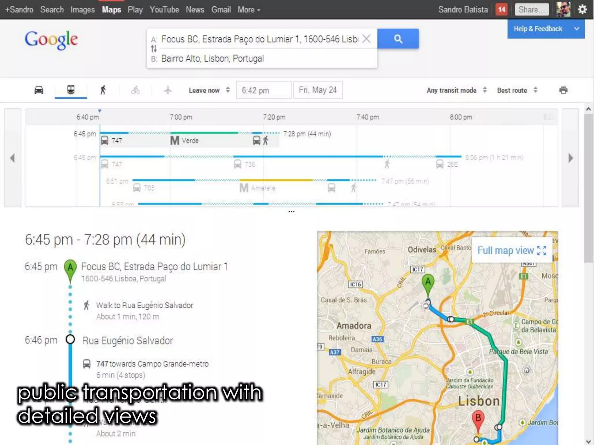 public transportation with
detailed views

 