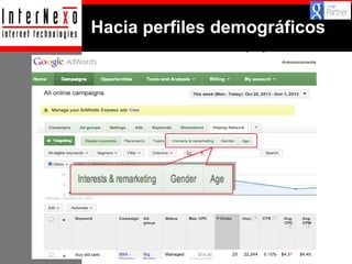 Hacia perfiles demográficos
Adwords.google.com

 