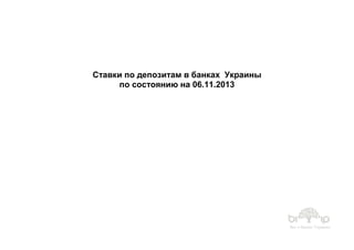 Ставки по депозитам в банках Украины
по состоянию на 06.11.2013

Все о банках Украины

 