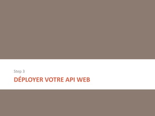Step 3

DÉPLOYER VOTRE API WEB

 
