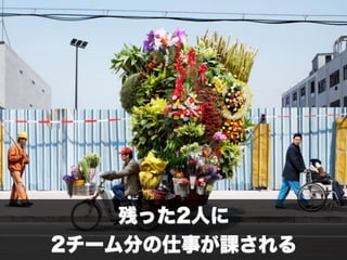 残った2人に
2チーム分の仕事が課される
 