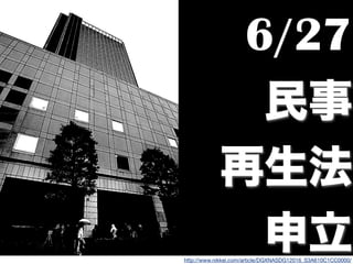 6/27
http://www.nikkei.com/article/DGXNASDG12016_S3A610C1CC0000/
民事
再生法
申立
 