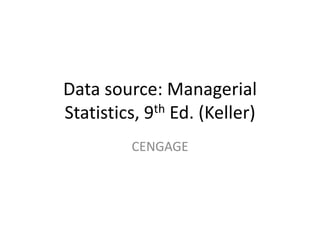 Data source: Managerial
Statistics, 9th Ed. (Keller)
CENGAGE

 