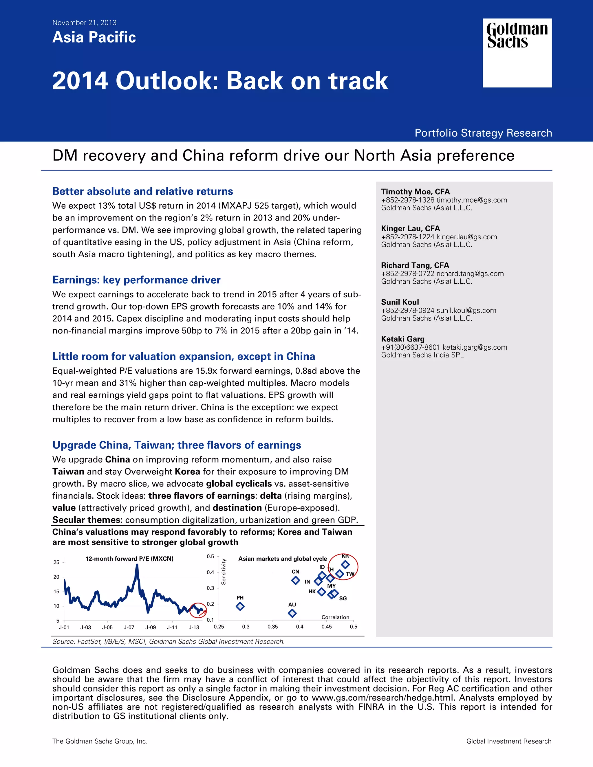 20131121 goldman sachs-asia pacific portfolio strategy 2014 outlook | PDF